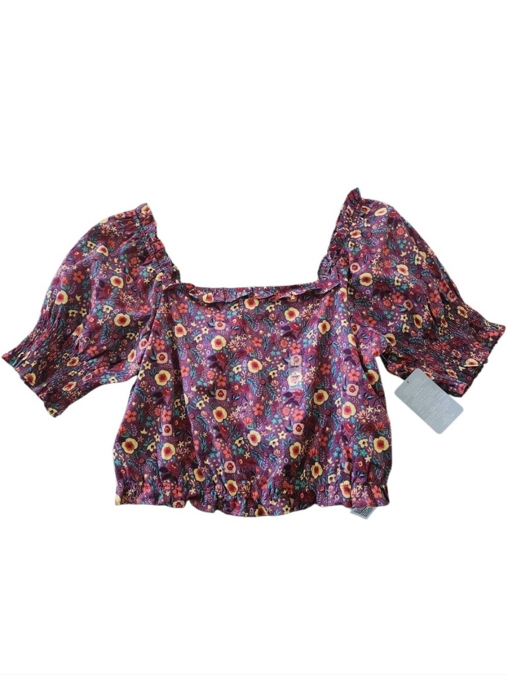 Disney Princess Floral Smocked Puff Sleeve Top Sz Large Nwt
